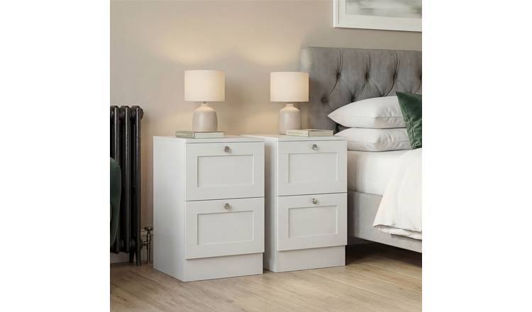 Vida Designs Altino 2 Drawer Bedside Chest Set Of 2 - White