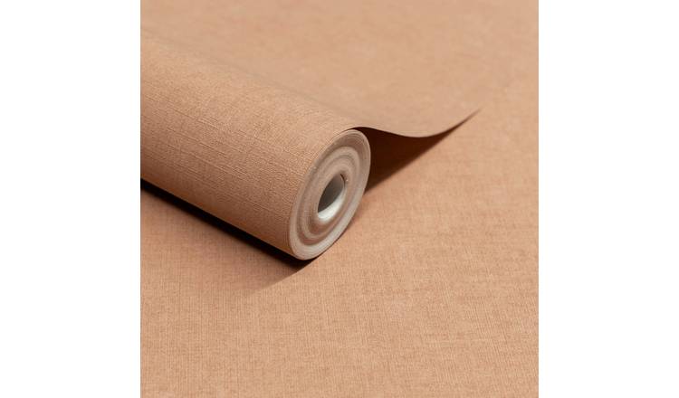 Grandeco Solena Brushed Check Weave Hessian Textured Wallpaper - Terracotta