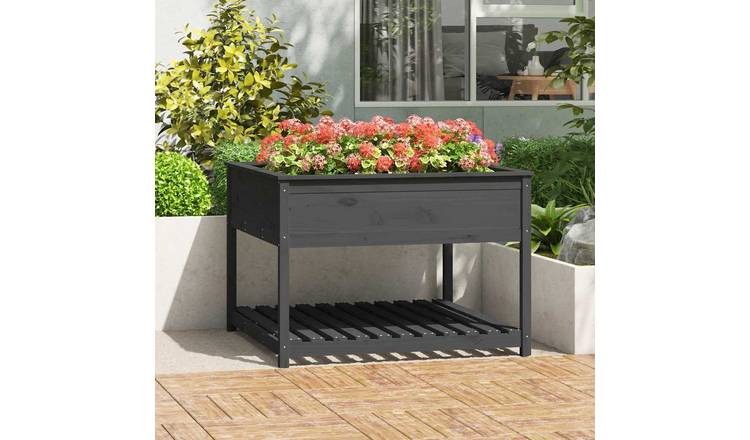 Walplus Wood Garden Planter - Grey - 111.5 x 111.5 x 81 cm