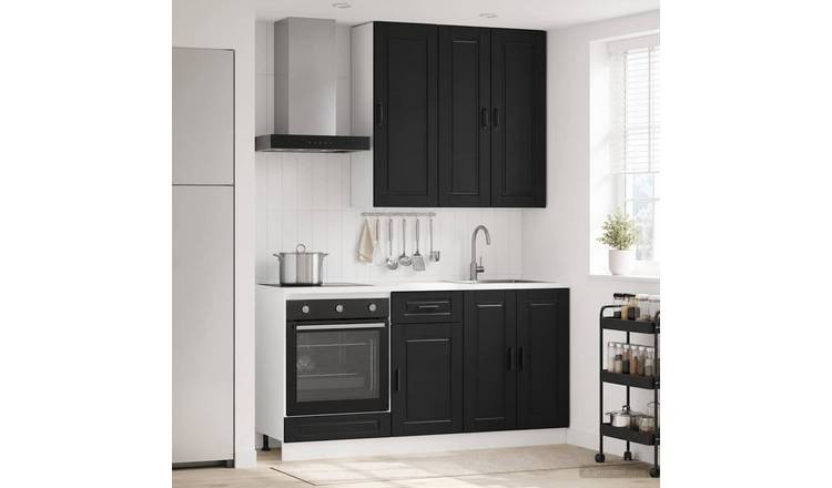Walplus 5 Piece Engineered Wood Kitchen Unit Set - Black