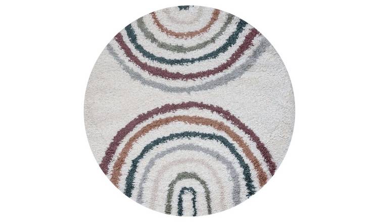 The Rugs Multicoloured Moodi Rainbow Round Shaggy Rug - 120cm
