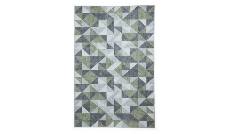 Mega Flooring Green Modern Geometric Rug - 61 x 120cm