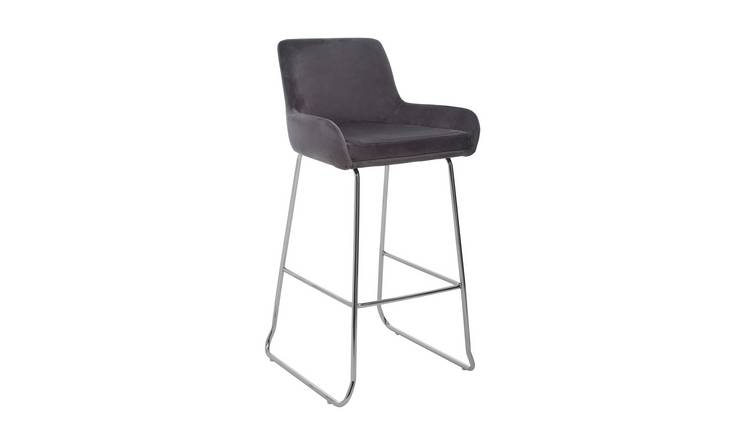 Orsina Tamzin Velvet Bar Chair – Grey and Chrome