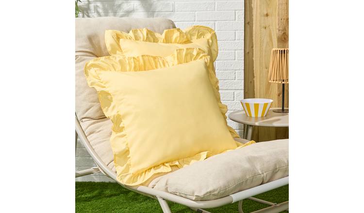 OHS 2 Pack Frill Cushion Covers 45 x 45cm - Lemon