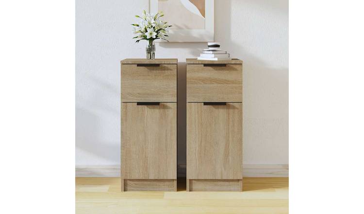 Walplus Pack of 2 Engineered Wood Sideboard - Sonoma Oak - 30 x 30 x 70 cm