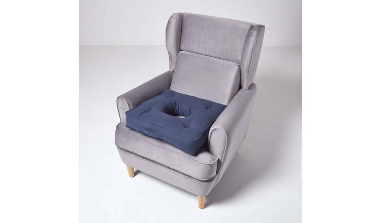 Homescapes Cotton Pressure Relief Coccyx Cushion - Navy Blue
