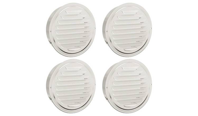 Walplus Pack of 4 Stainless Steel Air Vent Covers - Silver - 19 x 19 x 5 cm