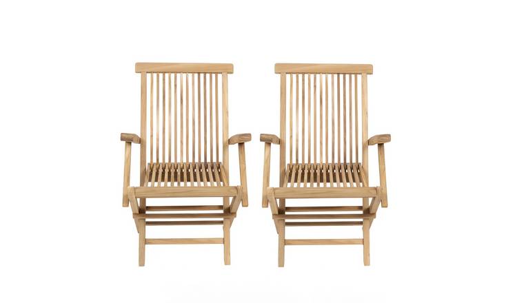Charles Bentley Set Of 2 Teak Folding Armchairs - Brown