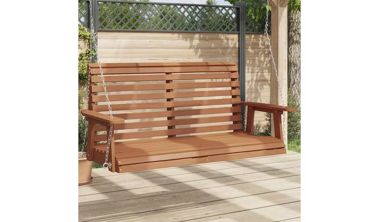 Walplus Iron Garden Swing Bench with Metal Chains - Brown - 122.5 x 63 x 56 cm