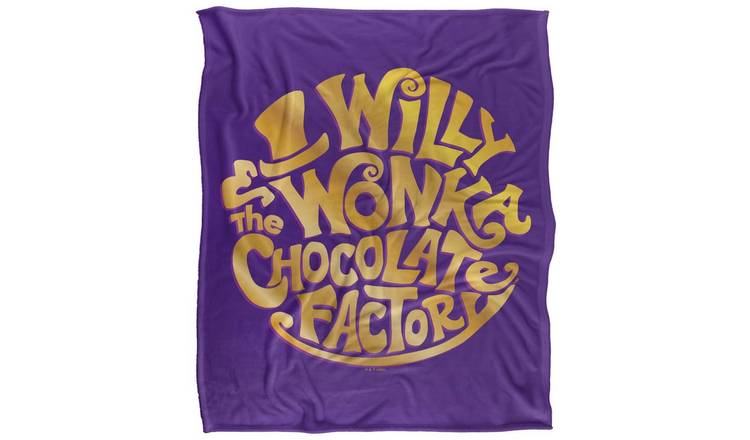 Willy Wonka & The Chocolate Factory Gold Logo Blanket - 152cm x 127cm
