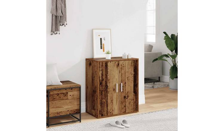 Walplus Engineered Wood Shoe Cabinet - Old Wood - 60 x 35 x 70 cm