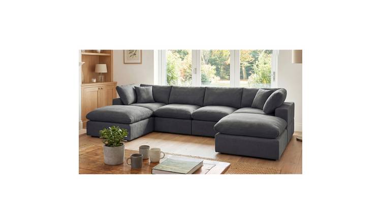 Artemis Home Cotleigh 6-Piece U-Shaped Modular Corner Sofa - Charcoal