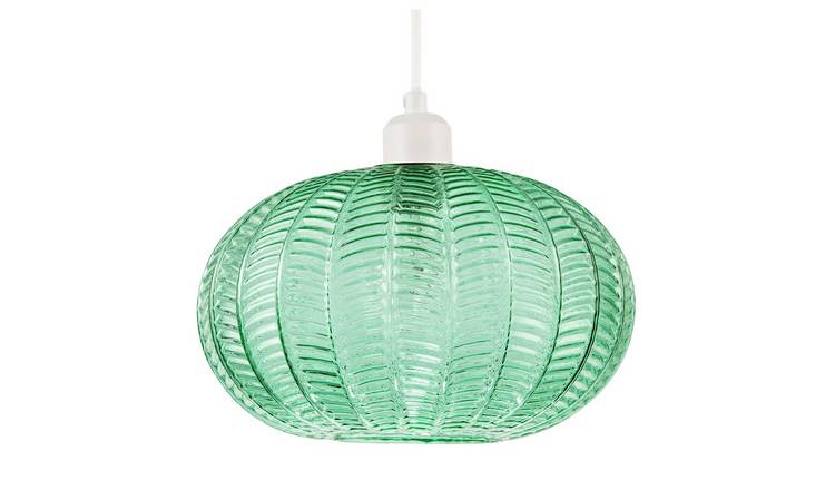 Happy Homewares Emerald Green Glass Globe with 3D Vertical Pendant Shade - 26cm