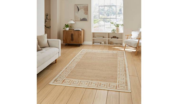 Mega Flooring Beige Modern Bordered Rug - 80 x 150cm