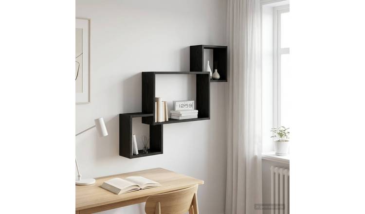 Walplus Engineered Wood Wall Shelf - Dark Oak - 91.5 x 15 x 76 cm