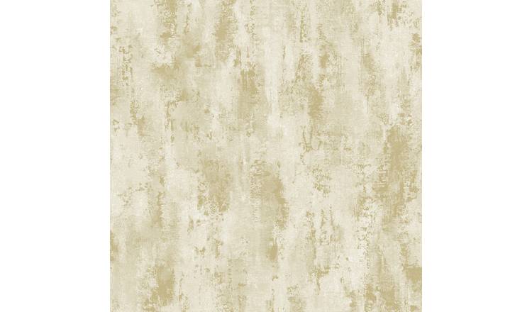 Grandeco Venetian Textured Distressed Concrete Stone Wallpaper - Gold