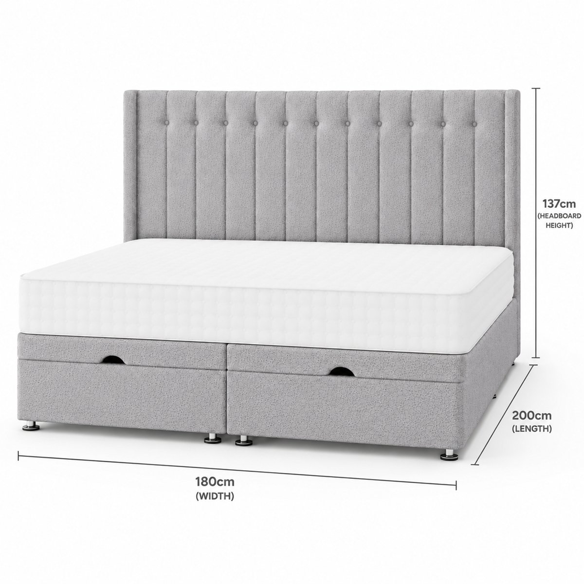 Comfy Deluxe 6ft Super King Astra End Lift Ottoman Bed Set -  Boucle Silver - Image 5