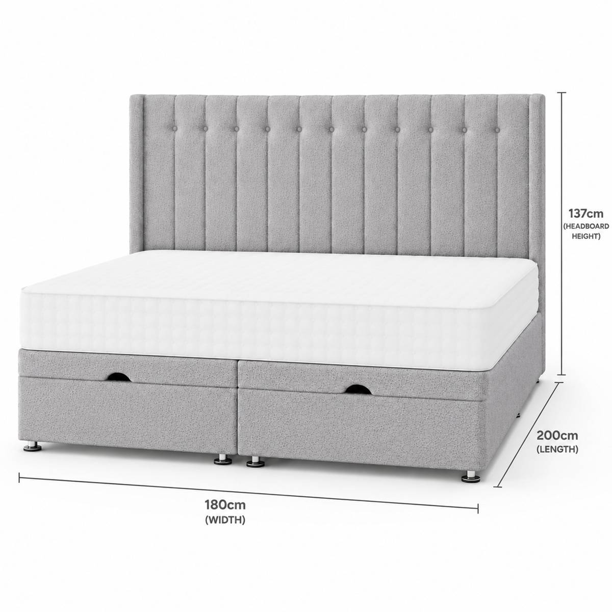 Comfy Deluxe 6ft Super King Astra End Lift Ottoman Bed Set -  Boucle Silver - Image 5