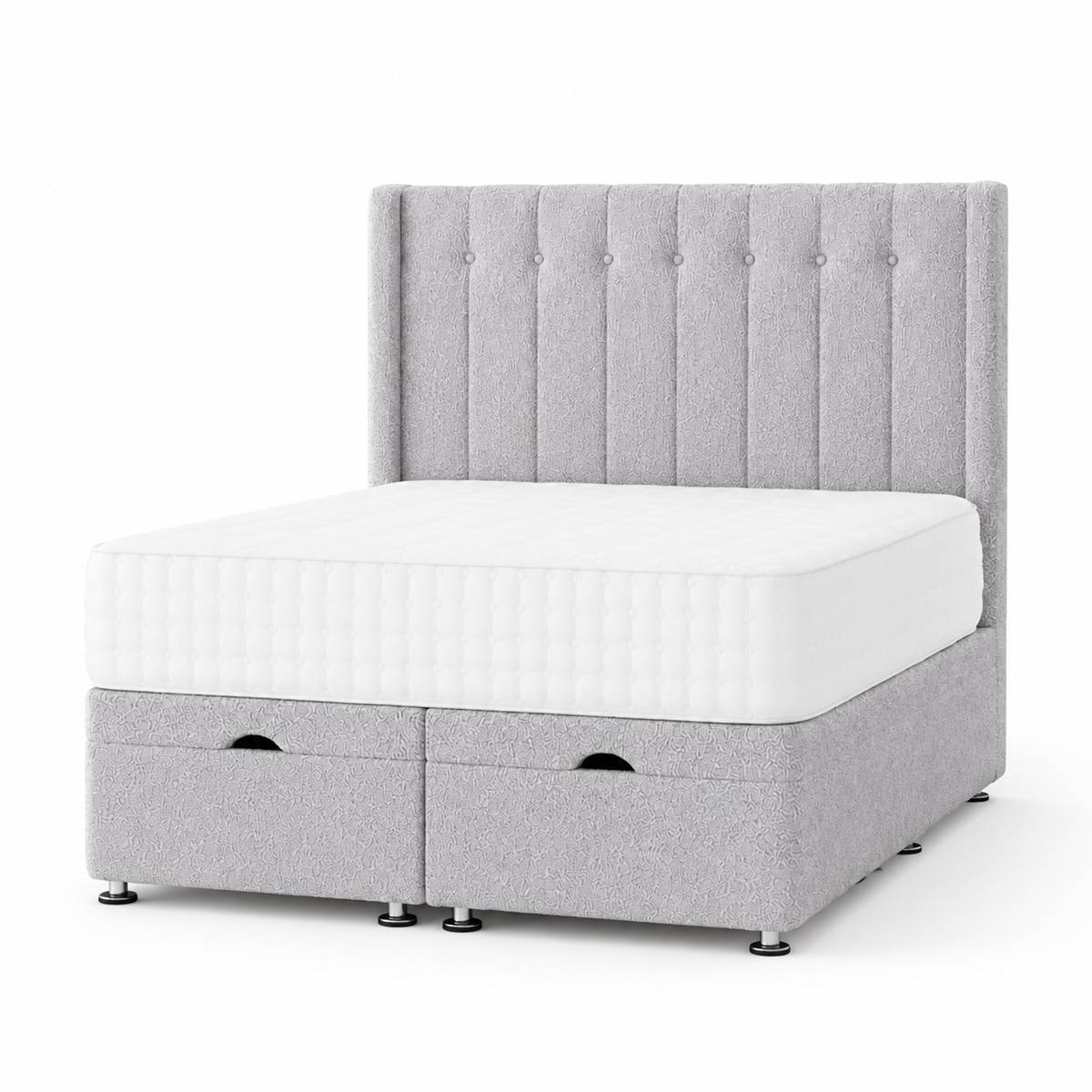Comfy Deluxe 6ft Super King Astra End Lift Ottoman Bed Set -  Boucle Silver - Image 1