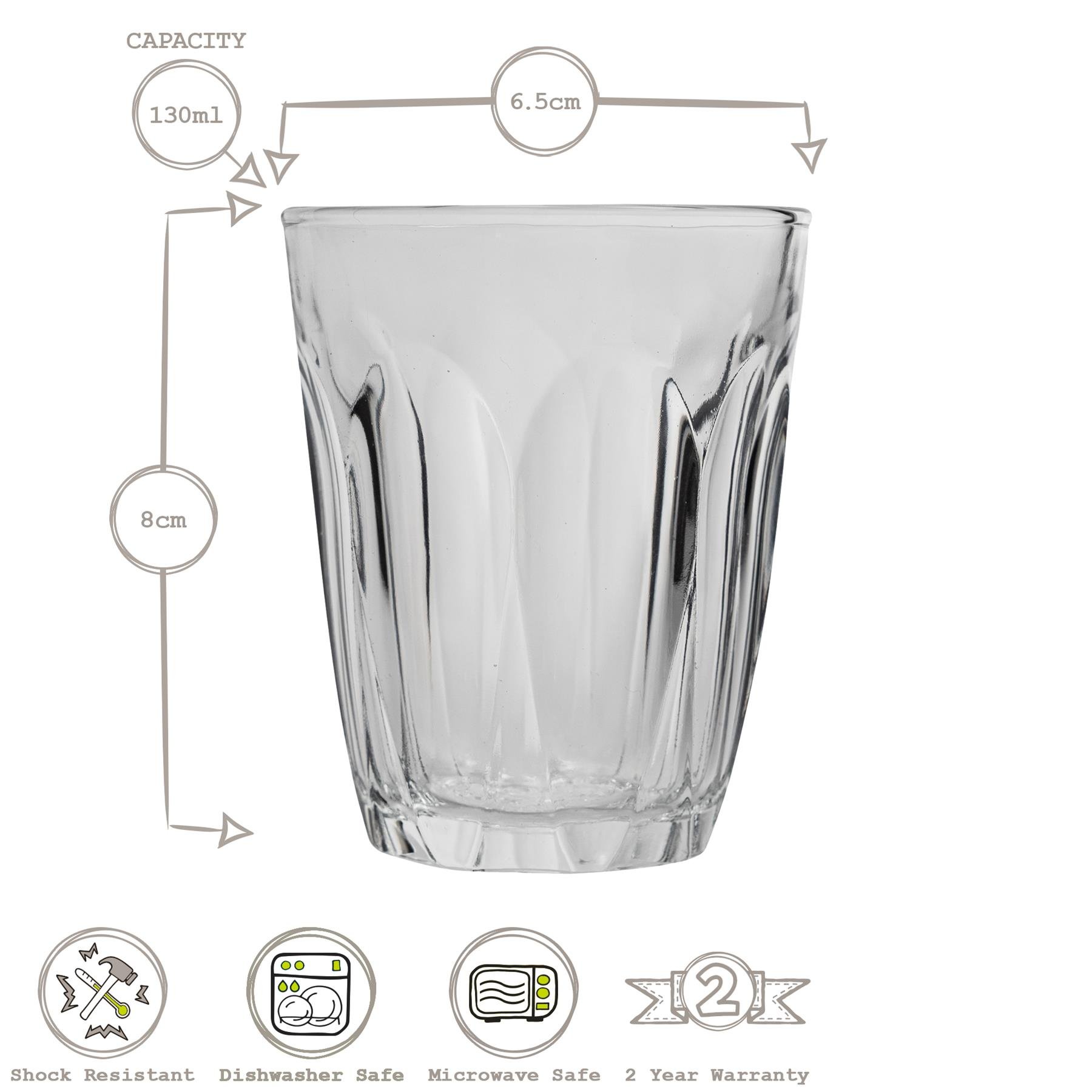 Duralex Provence 130ml Drinking Glass Tumblers - Pack of 6 - Image 3