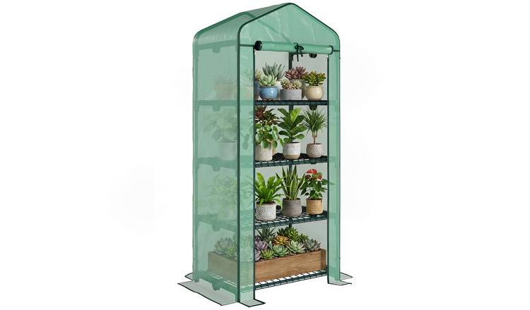 Outsunny Mini Portable Greenhouse with Metal Frame, PE Cover – Dark Green