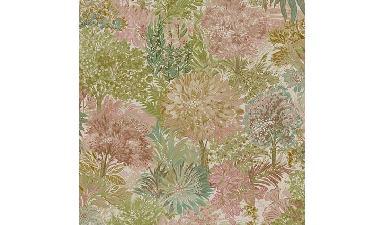 Grandeco Blossom Tree Leaf Foliage Smooth Wallpaper - Pink Multi