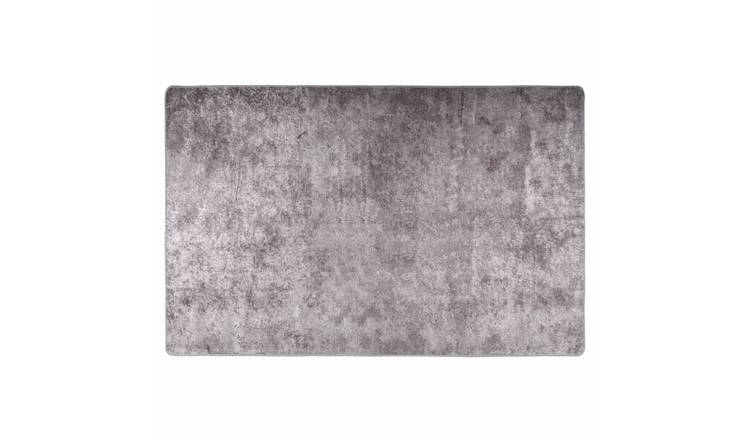 Walplus Polyester 4 mm Thick Pile Rug - Grey - 80 x 150 cm