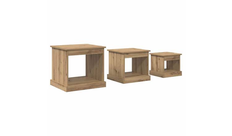 Walplus Pack of 3 Engineered Wood Coffee Table - Artisan Oak - 48 x 45 x 45 cm