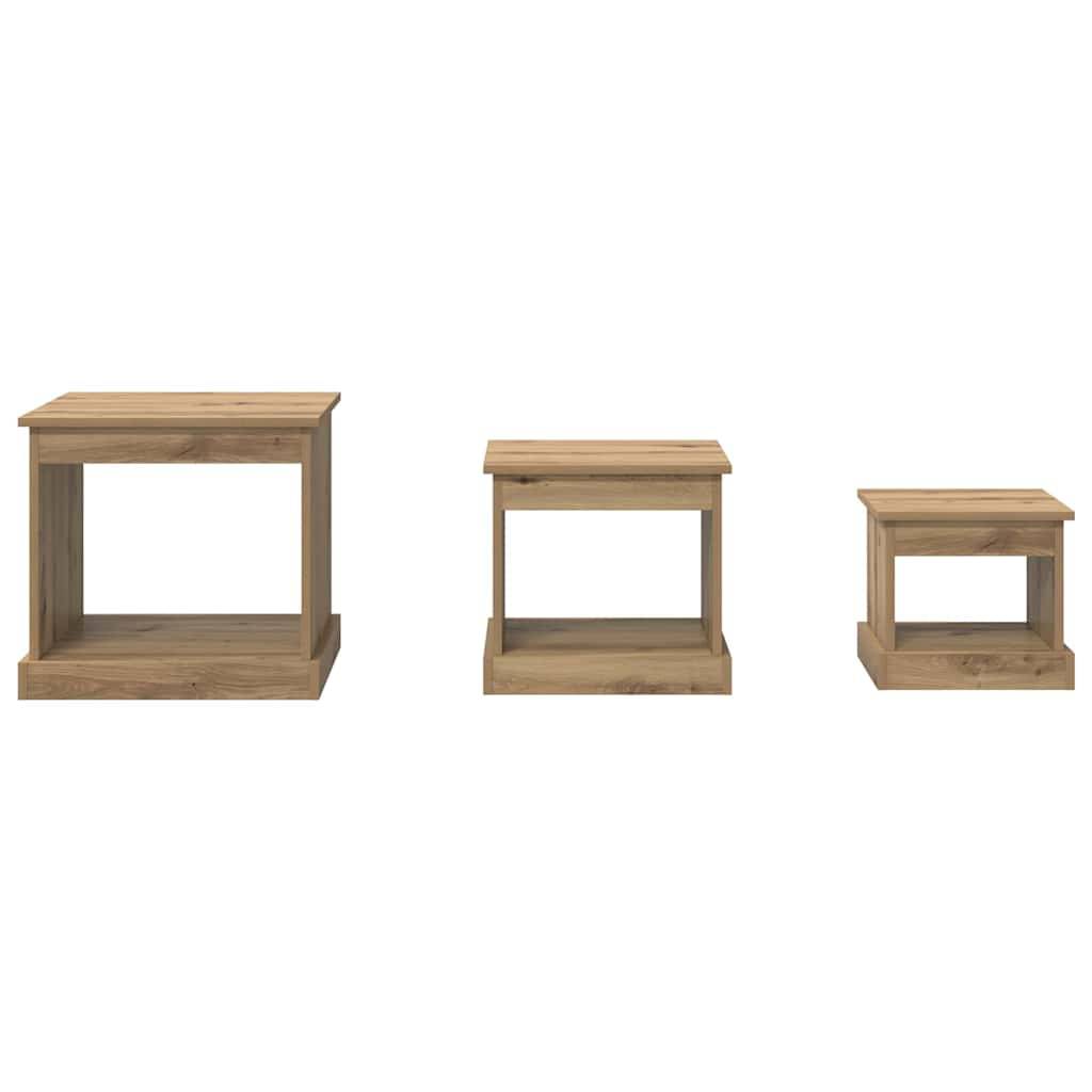 Walplus Pack of 3 Engineered Wood Coffee Table - Artisan Oak - 48 x 45 x 45 cm - Image 4