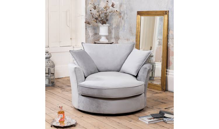 Artemis Home Havana Velvet Swivel Base Cuddle Chair - Grey