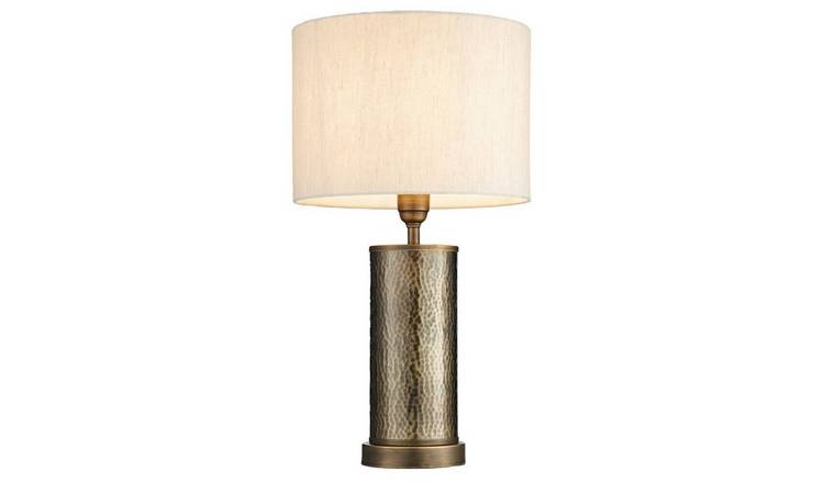 Loops Direct Steel and Fabric Table Lamp - Aged Bronze and Off-White