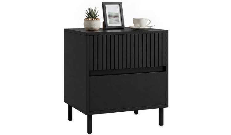 HOMCOM 2 Drawer Bedside Table - Black