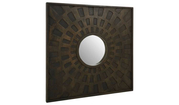 Orsina Suri Carved Mango Wood Wall Mirror – Brown