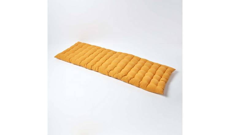 Homescapes Cotton Bench Cushion 3 Seater - Mustard Yellow