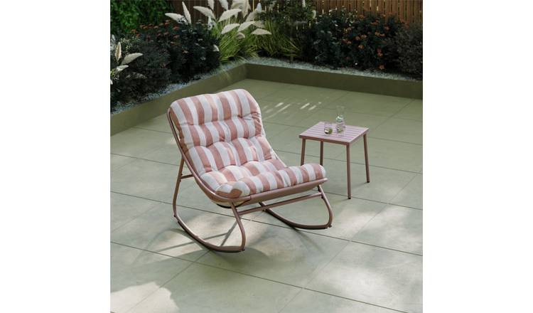 Charles Bentley Porto Stripe Rocking Chair - Terracotta