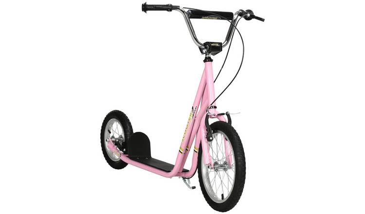 HOMCOM 5 Years Plus 16 Inch Dual Brake Adjustable Height Kick Scooter – Pink