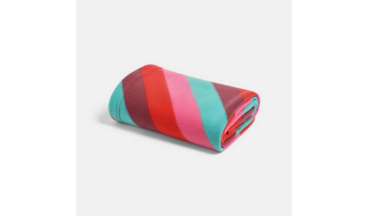 OHS Festive Candy Stripe Polar Fleece Throw - 120 x 150cm - Multi