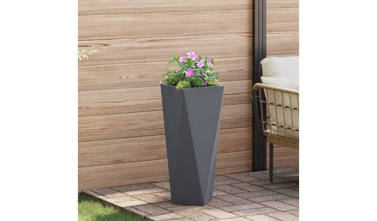 Walplus Steel Garden Planter - Anthracite - 30 x 30 x 75 cm