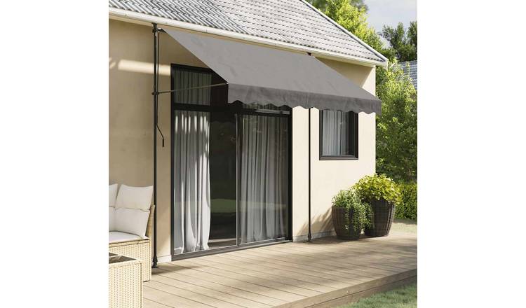 Walplus Polyester Retractable Awning - Anthracite - 250 x 150 cm