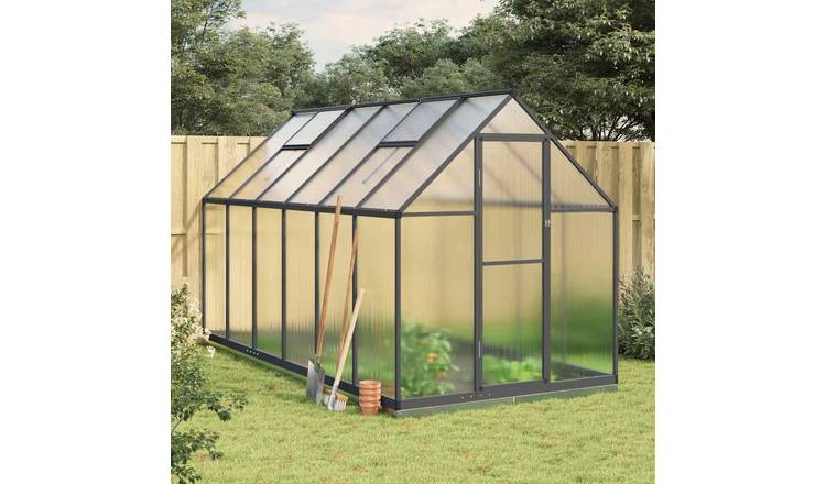 Walplus Greenhouse with Base - Anthracite and Transparent - 334 x 169 x 202 cm
