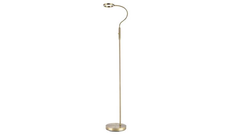 Happy Homewares Antique Brass Task with LED Halo Ring and CCT Floor Lamp - 23cm