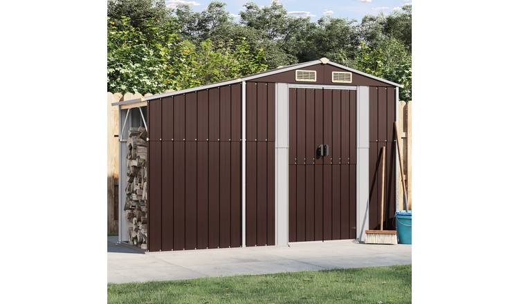 Walplus Galvanised Steel Garden Shed - Brown - 277 x 93 x 179 cm
