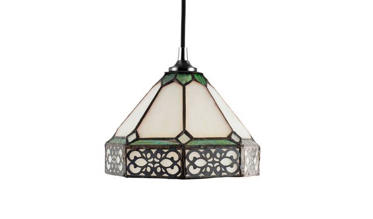 Happy Homewares Green 1920s Shabby Chic with Metal Pendant Shade - 22cm