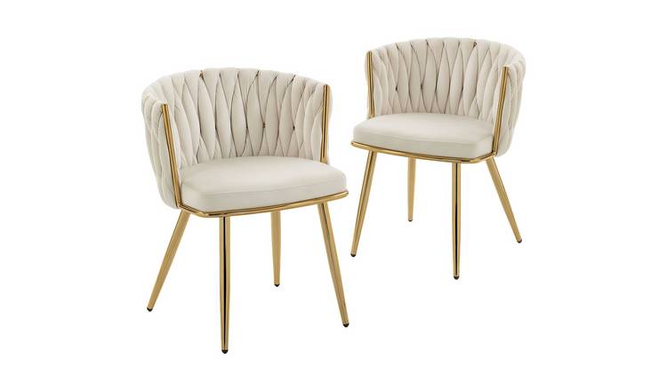 HOMCOM Set of 2 Velvet Modern Dining Chair - Cream