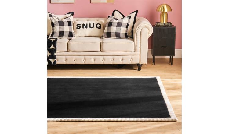 OHS Contrast Border Fleece Rug - 120 x 170cm - Black/Cream