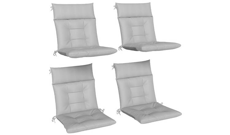 Outsunny 4 Outdoor Waterproof Chair Cushions with Ties - Light Grey