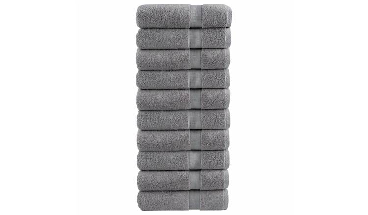 Walplus Pack of 10 Cotton Shower Towels - Grey - 70 x 140 cm