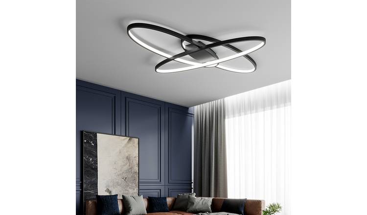 Living and Home Oval LED Semi Flush Ceiling Light - Black