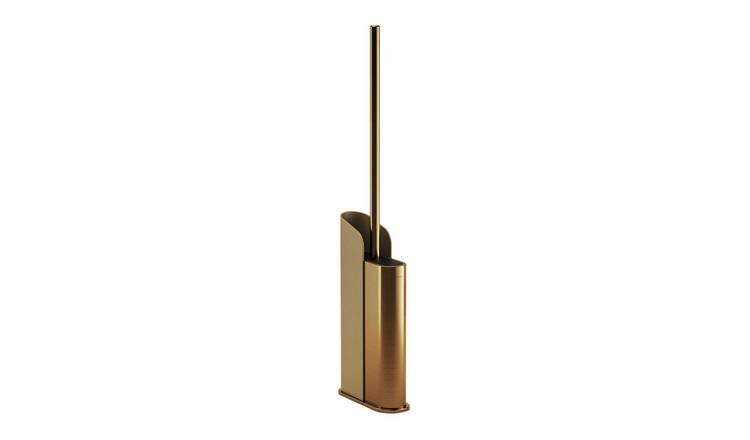 Cosmic Flat Toilet Brush & Holder - Brushed Gold Pvd