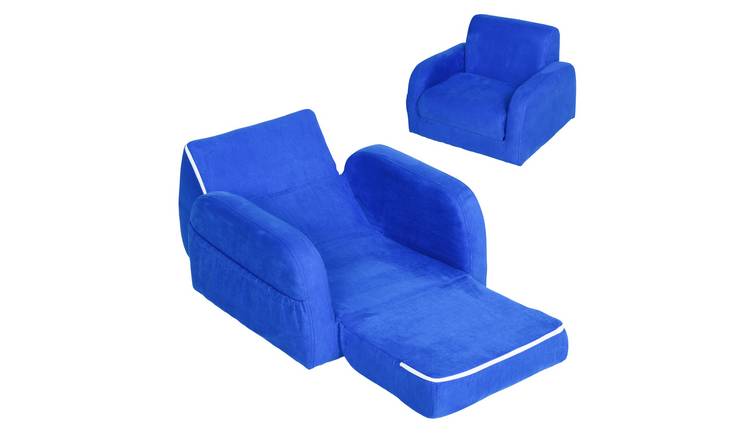 HOMCOM 1 Seater 2 in 1 Foldable Kids Sofa Bed - Blue